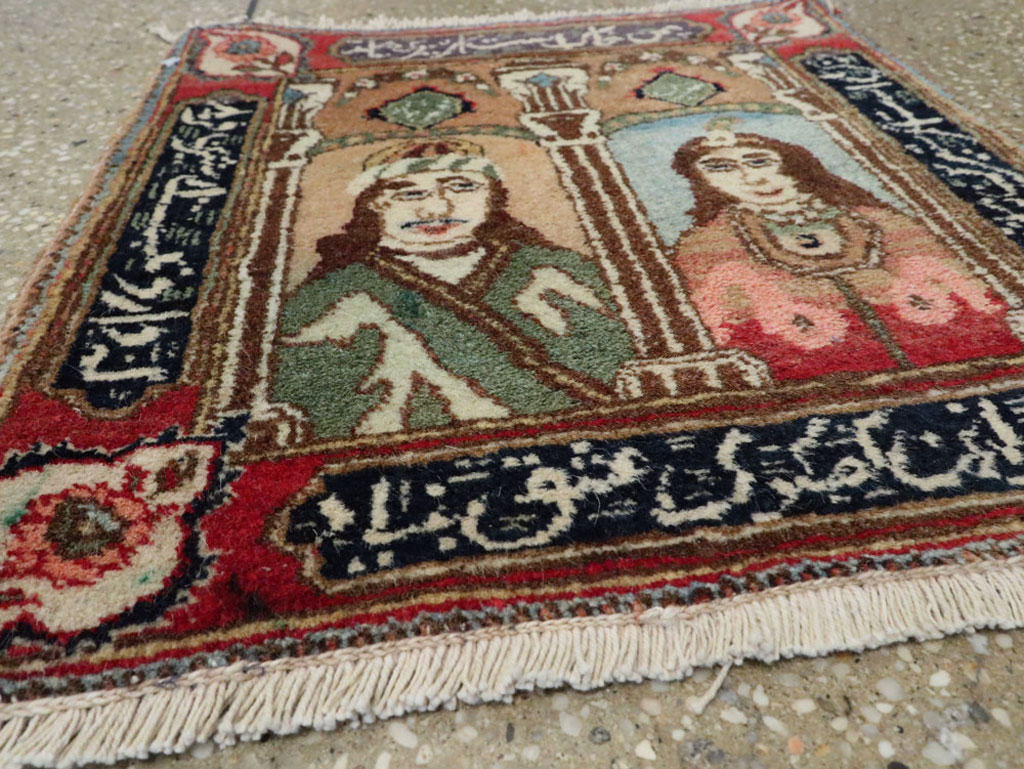 Vintage Persian Tabriz Pictorial Rug, No.25358 - Staging