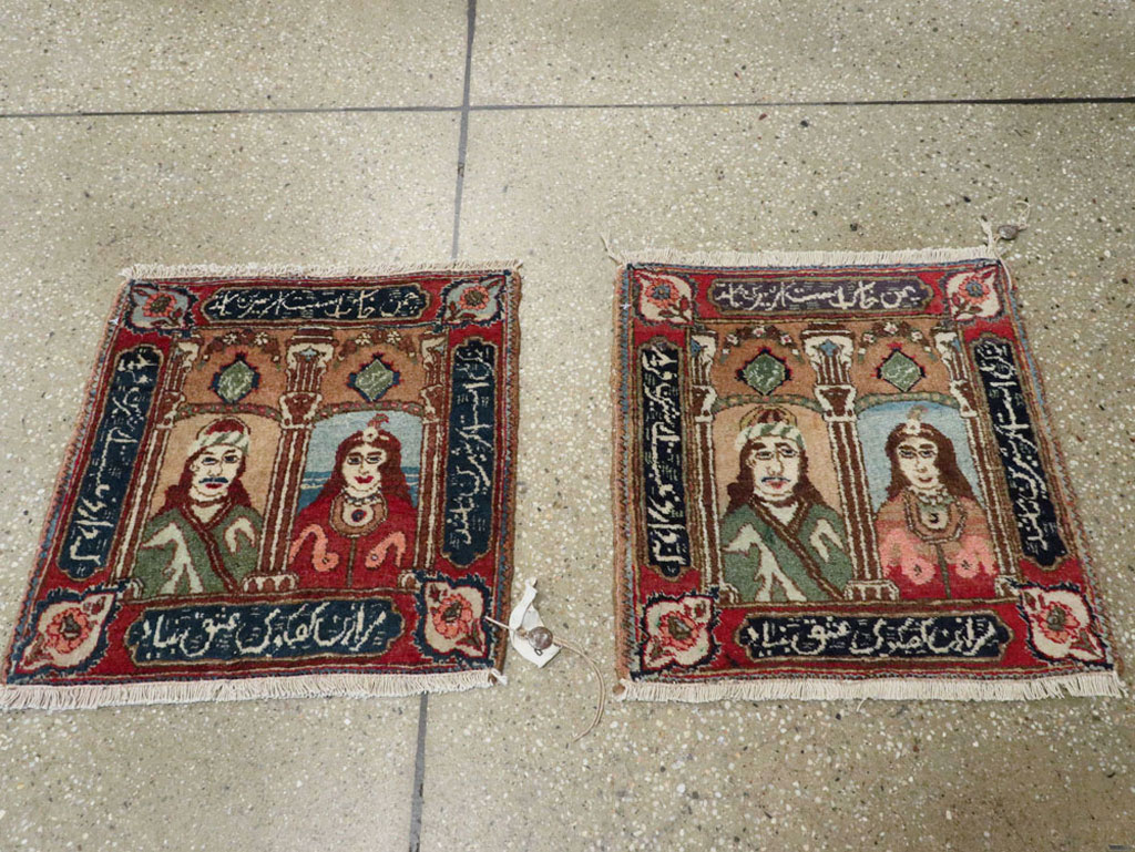 Vintage Persian Tabriz Pictorial Rug, No.25358 - Staging