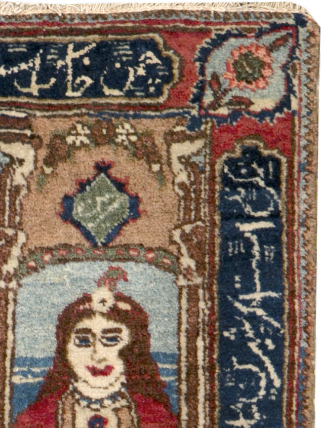 Vintage Persian Tabriz Pictorial Rug, No.25359 - Staging