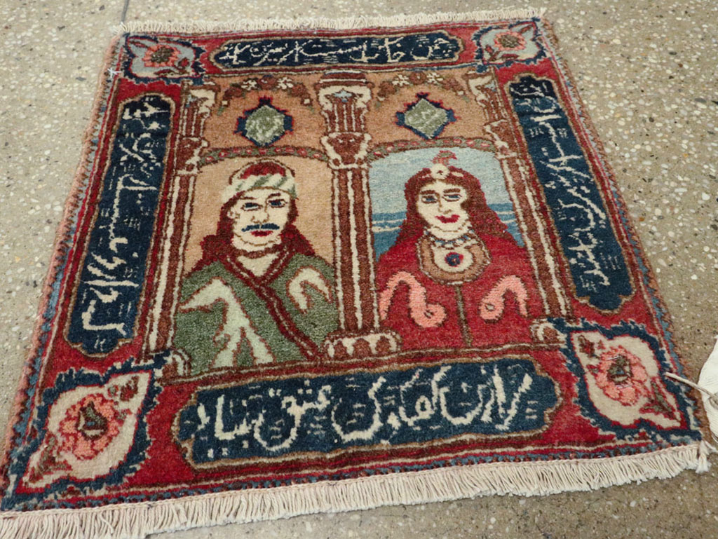 Vintage Persian Tabriz Pictorial Rug, No.25359 - Staging