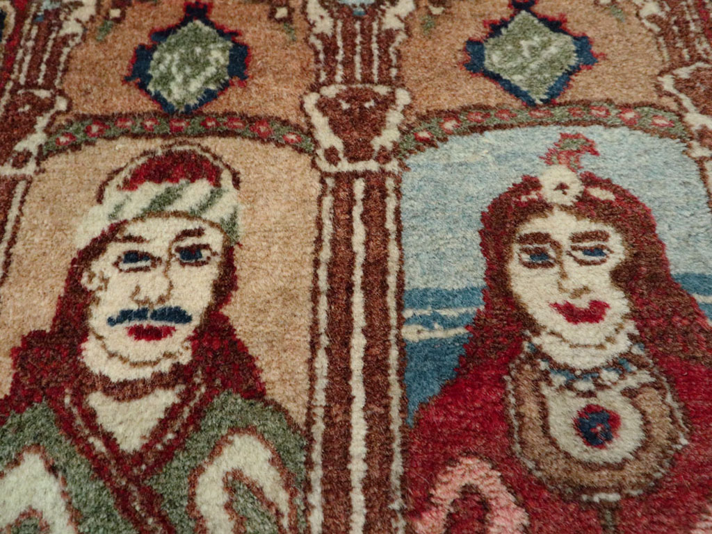 Vintage Persian Tabriz Pictorial Rug, No.25359 - Staging