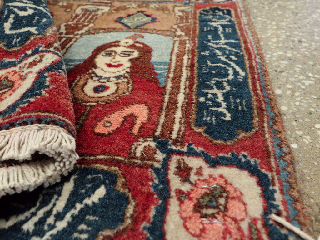 Vintage Persian Tabriz Pictorial Rug, No.25359 - Staging