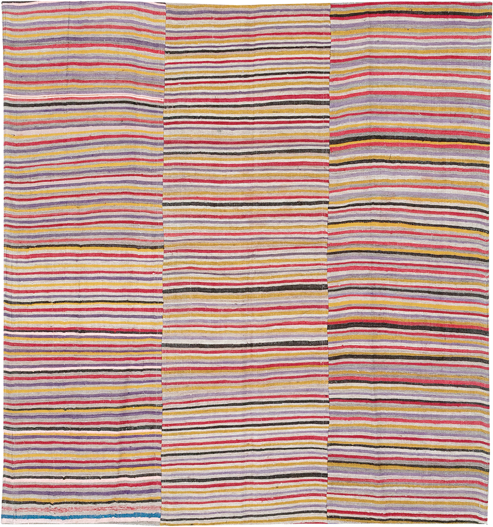 Vintage Persian Flatweave Kilim Square Accent Rug (Pair: 1 of 2), No.25381 - Staging