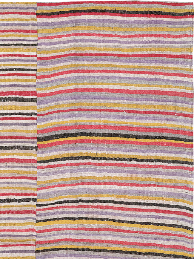 Vintage Persian Flatweave Kilim Square Accent Rug (Pair: 1 of 2), No.25381 - Staging