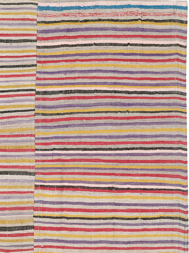 Vintage Persian Flatweave Kilim Square Accent Rug (Pair: 1 of 2), No.25381 - Staging