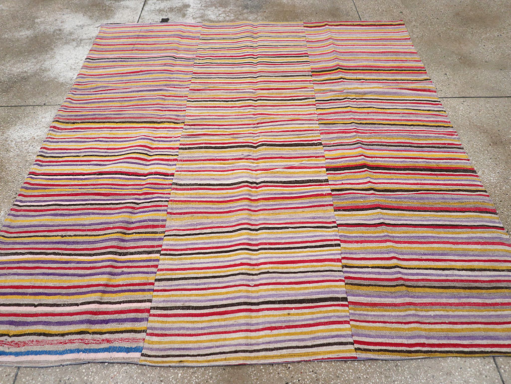 Vintage Persian Flatweave Kilim Square Accent Rug (Pair: 1 of 2), No.25381 - Staging