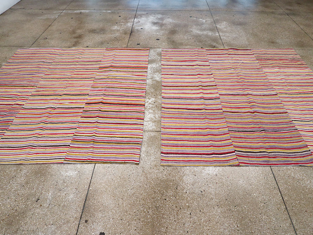 Vintage Persian Flatweave Kilim Square Accent Rug (Pair: 1 of 2), No.25381 - Staging