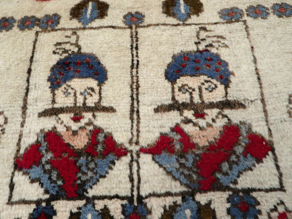 Vintage Persian Hamadan Pictorial Rug, No.25398 - Staging