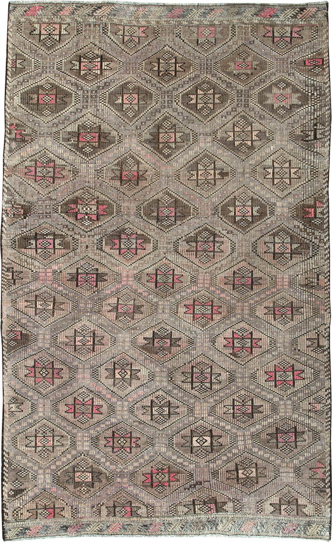 Vintage Turkish Flatweave Kilim Accent Rug, No.25412 - Staging