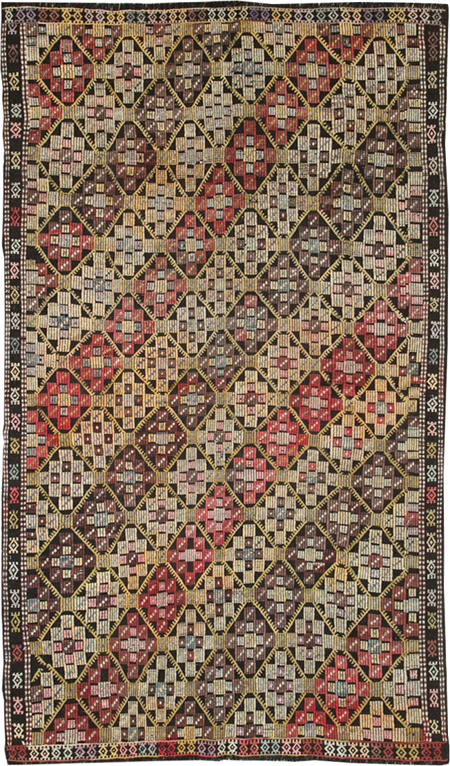 Vintage Turkish Flatweave Kilim Accent Rug, No.25413 - Staging