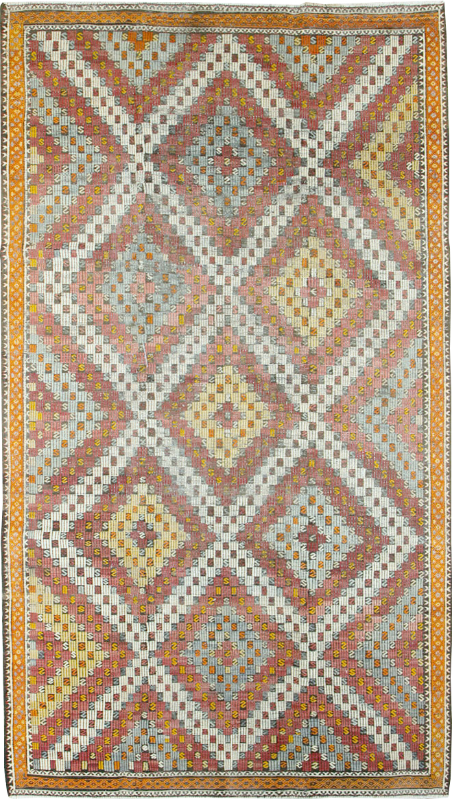 Vintage Turkish Flatweave Kilim Gallery Rug, No.25417 - Staging