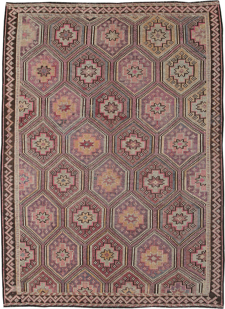 Vintage Turkish Flatweave Kilim Accent Carpet, No.25421 - Staging