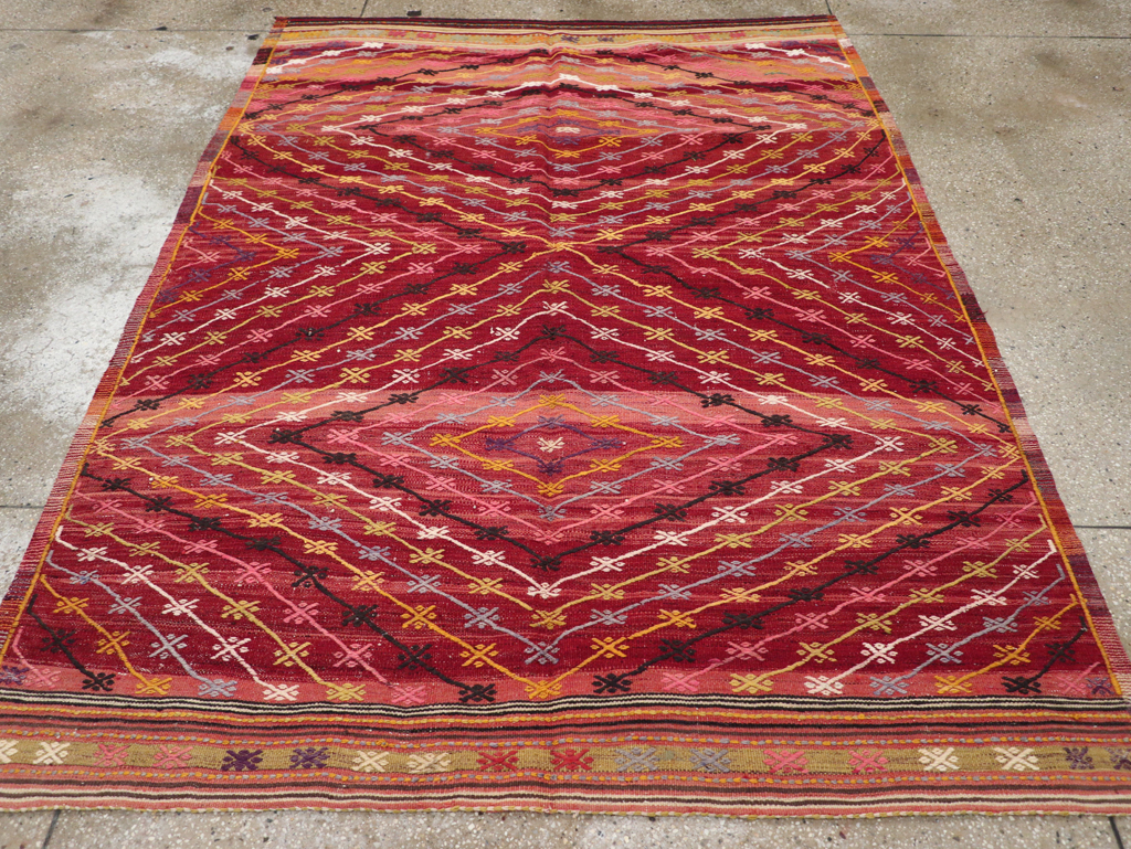 Vintage Turkish Flatweave Kilim Accent Rug, No.25434 - Staging