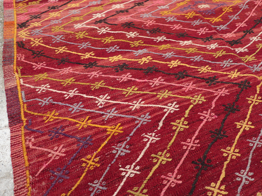Vintage Turkish Flatweave Kilim Accent Rug, No.25434 - Staging