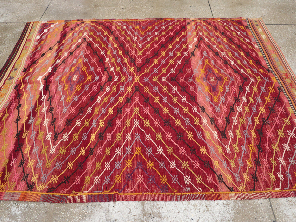 Vintage Turkish Flatweave Kilim Accent Rug, No.25434 - Staging