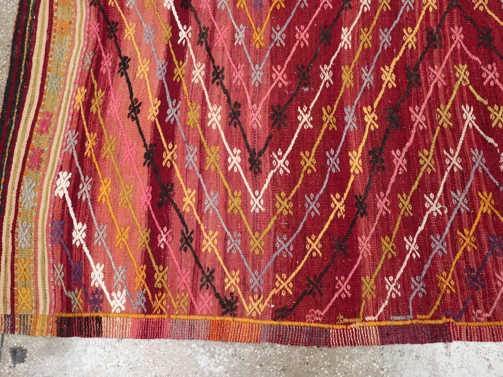 Vintage Turkish Flatweave Kilim Accent Rug, No.25434 - Staging