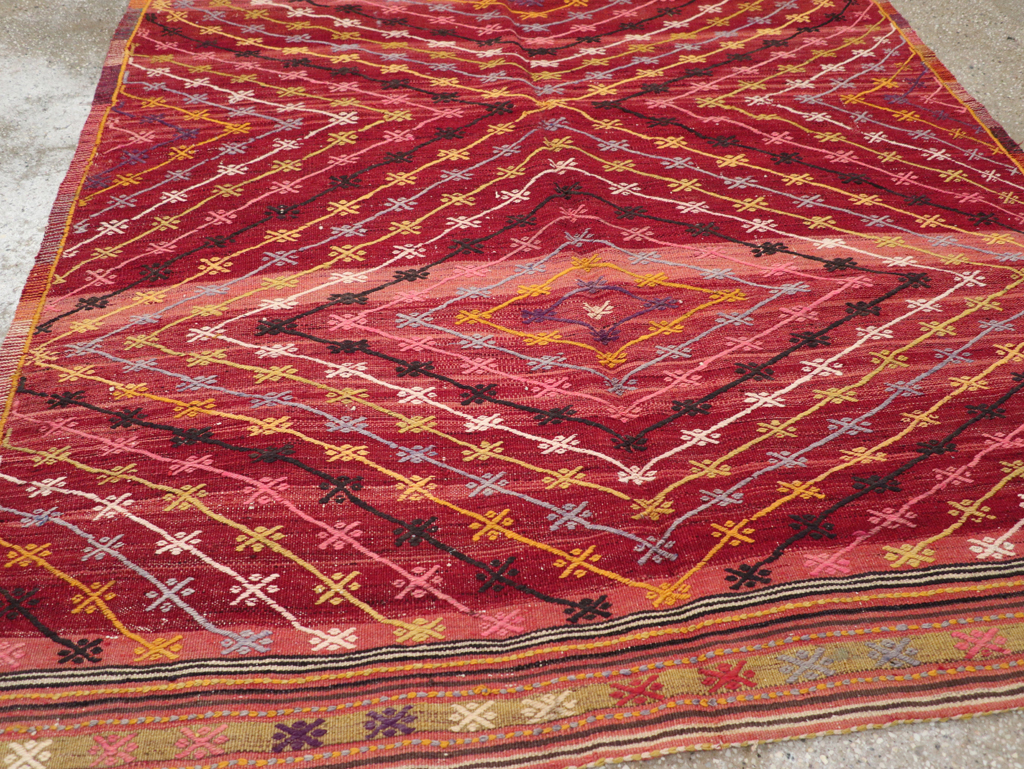 Vintage Turkish Flatweave Kilim Accent Rug, No.25434 - Staging