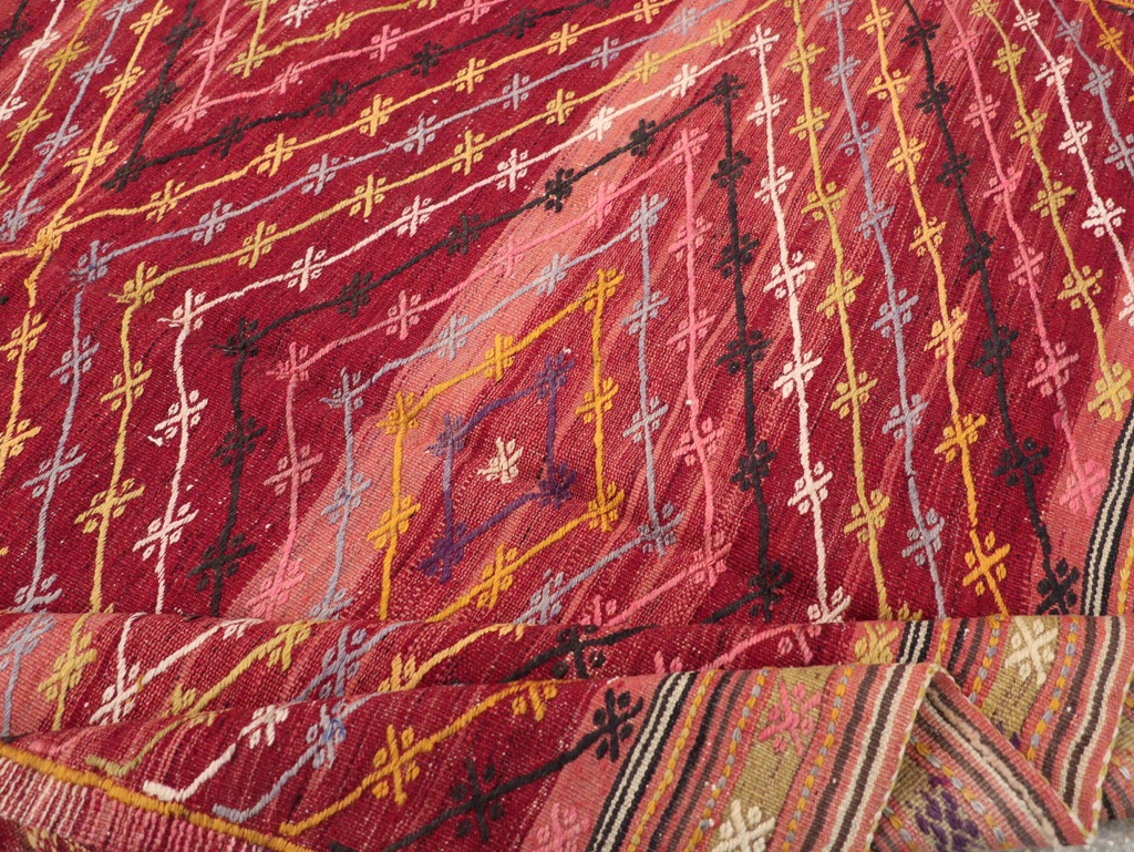 Vintage Turkish Flatweave Kilim Accent Rug, No.25434 - Staging