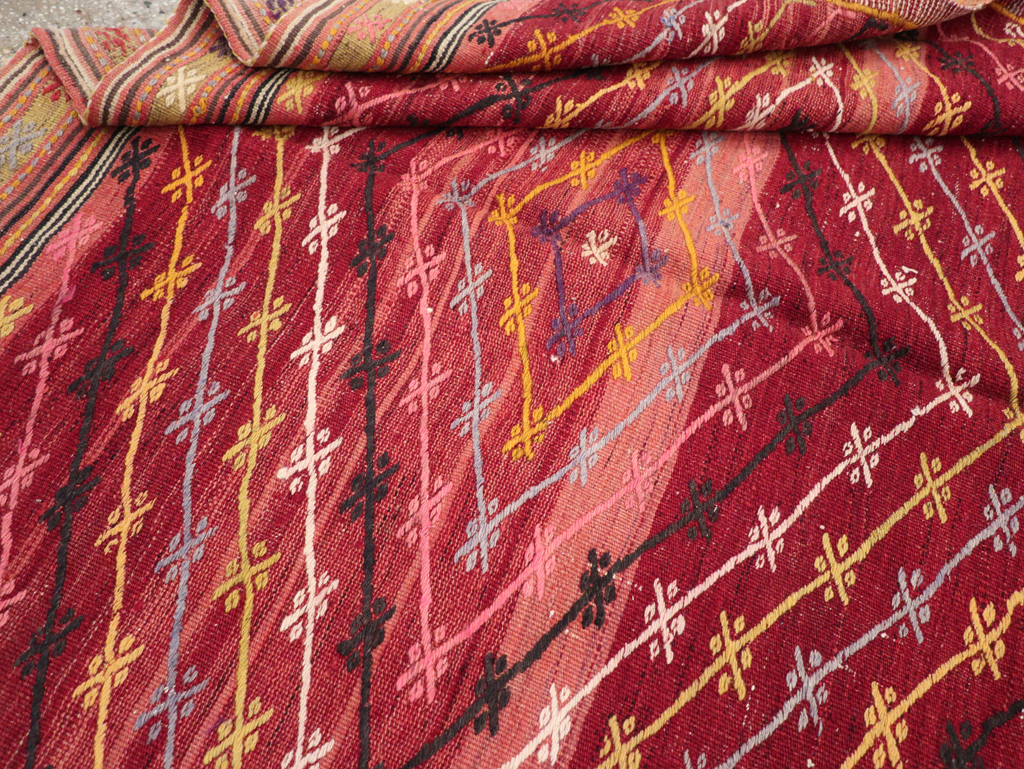 Vintage Turkish Flatweave Kilim Accent Rug, No.25434 - Staging