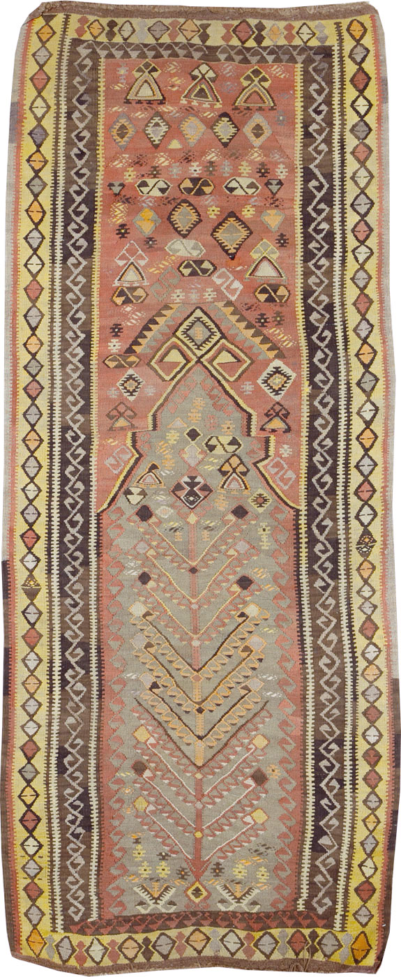Vintage Turkish Flatweave Kilim Runner, No.25438 - Staging