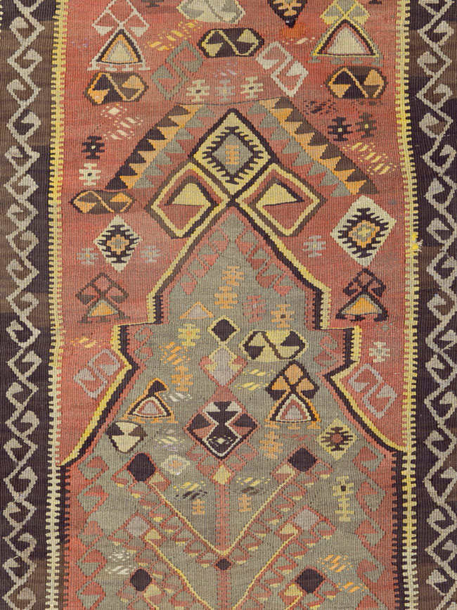 Vintage Turkish Flatweave Kilim Runner, No.25438 - Staging