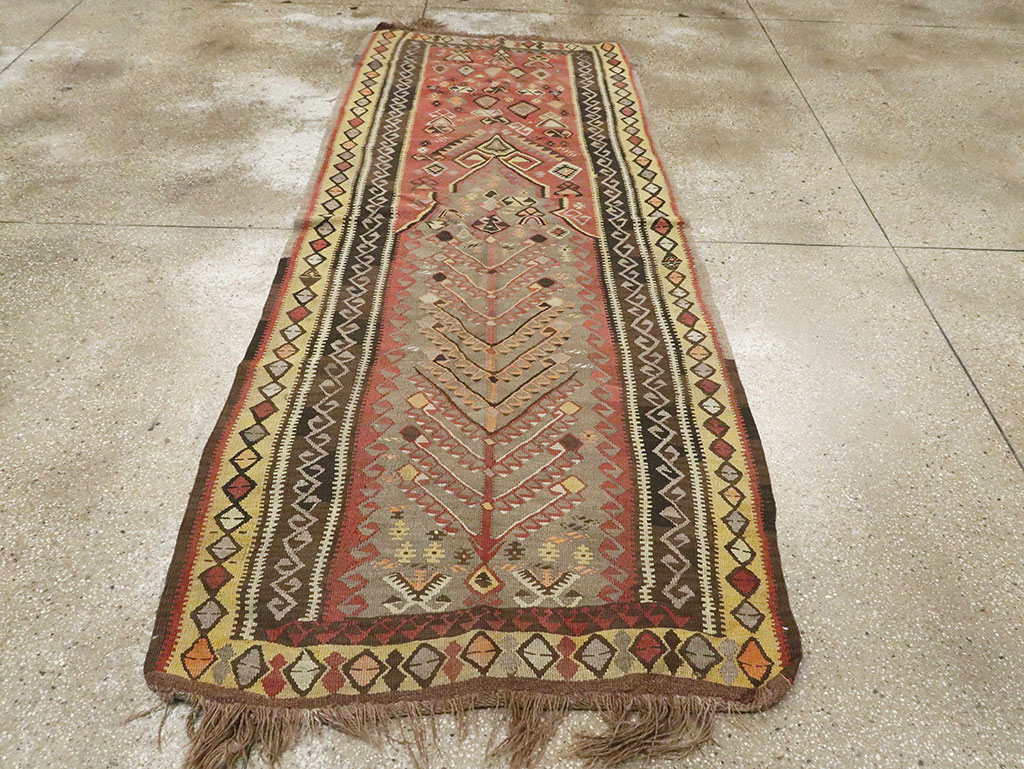 Vintage Turkish Flatweave Kilim Runner, No.25438 - Staging
