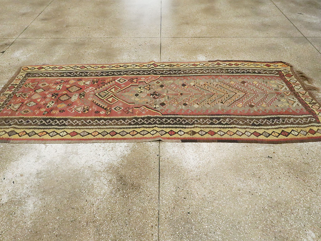 Vintage Turkish Flatweave Kilim Runner, No.25438 - Staging
