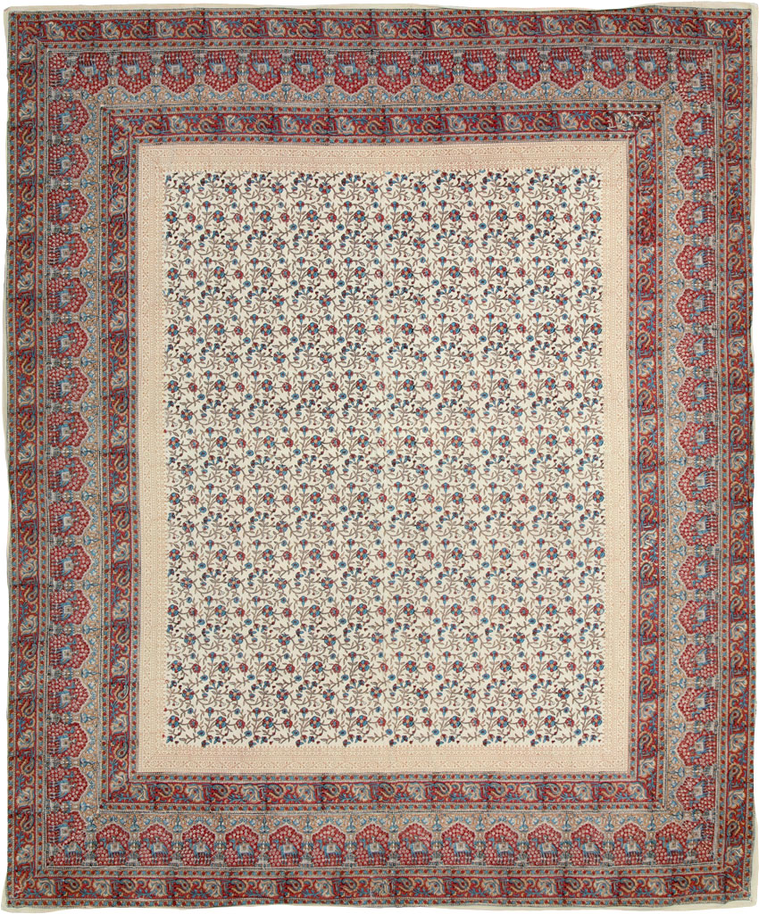 Vintage Persian Isfahan Ghalamkari Square Textile, No.25466 - Staging