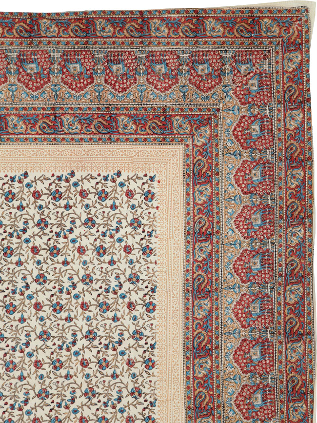 Vintage Persian Isfahan Ghalamkari Square Textile, No.25466 - Staging