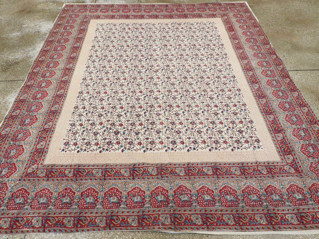 Vintage Persian Isfahan Ghalamkari Square Textile, No.25466 - Staging