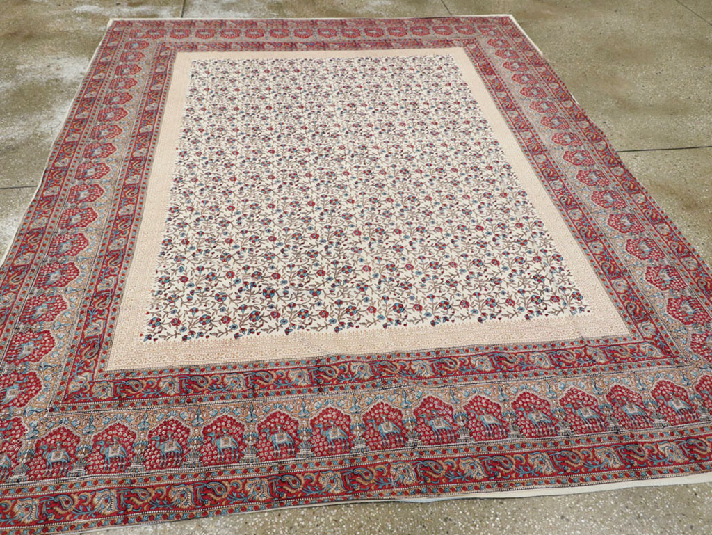Vintage Persian Isfahan Ghalamkari Square Textile, No.25466 - Staging