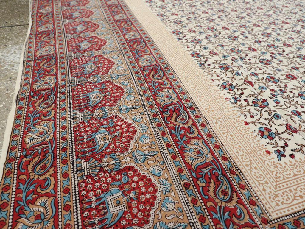 Vintage Persian Isfahan Ghalamkari Square Textile, No.25466 - Staging
