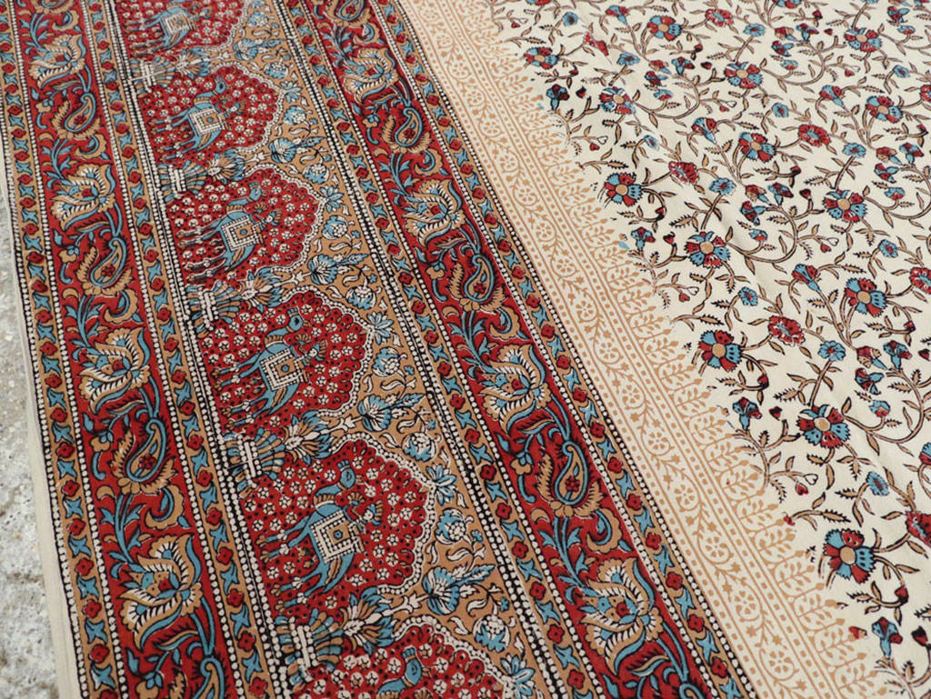Vintage Persian Isfahan Ghalamkari Square Textile, No.25466 - Staging