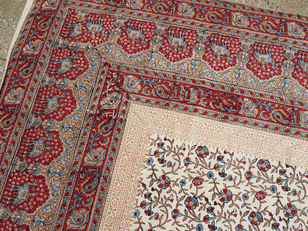 Vintage Persian Isfahan Ghalamkari Square Textile, No.25466 - Staging