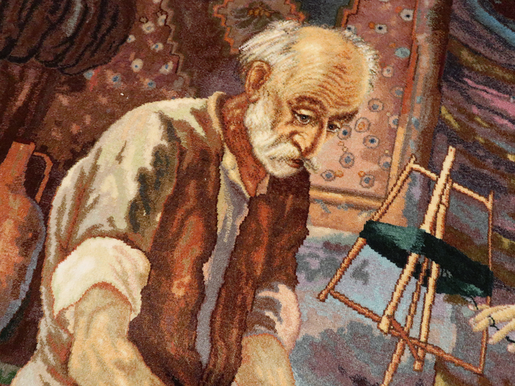 Vintage Persian Tabriz Pictorial Rug, No.25469 - Staging