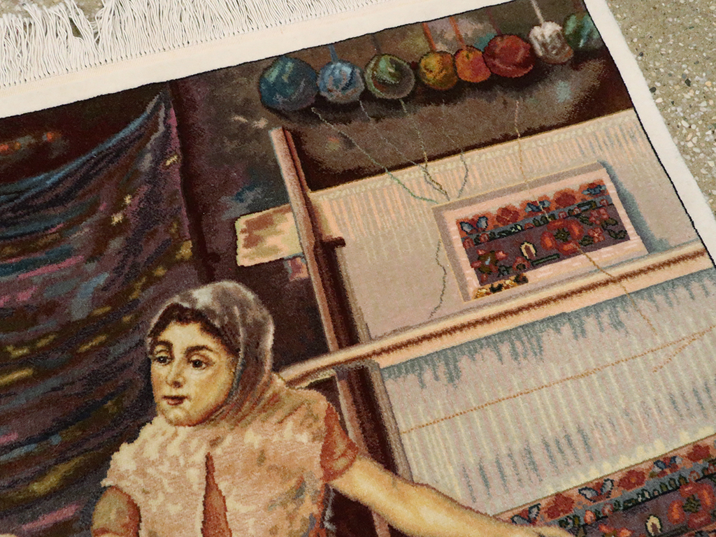 Vintage Persian Tabriz Pictorial Rug, No.25469 - Staging