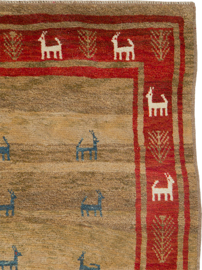 Vintage Persian Gabbeh Rug, No.25475 - Staging