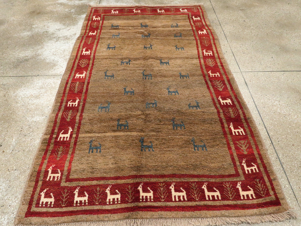 Vintage Persian Gabbeh Rug, No.25475 - Staging