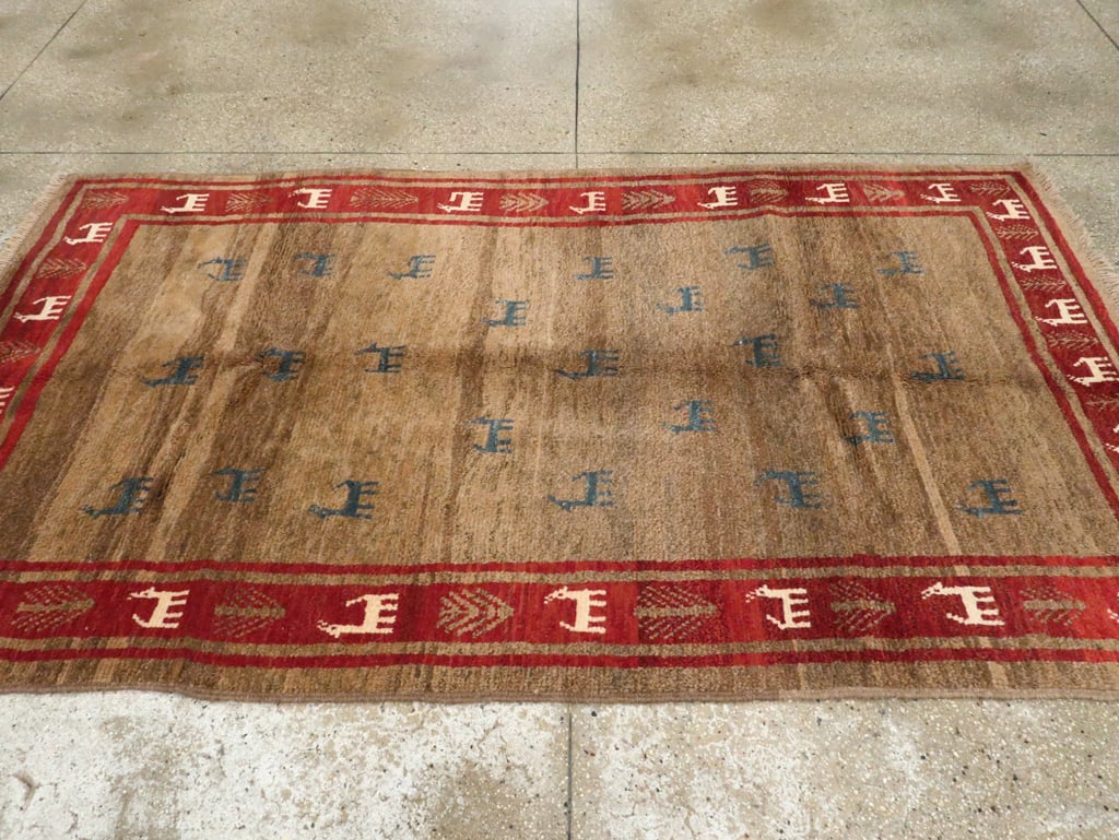 Vintage Persian Gabbeh Rug, No.25475 - Staging