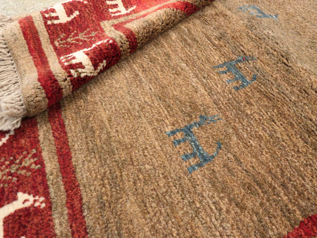 Vintage Persian Gabbeh Rug, No.25475 - Staging