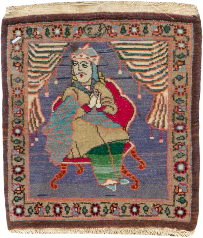 Vintage Persian Tabriz Pictorial Rug, No.25478 - Staging