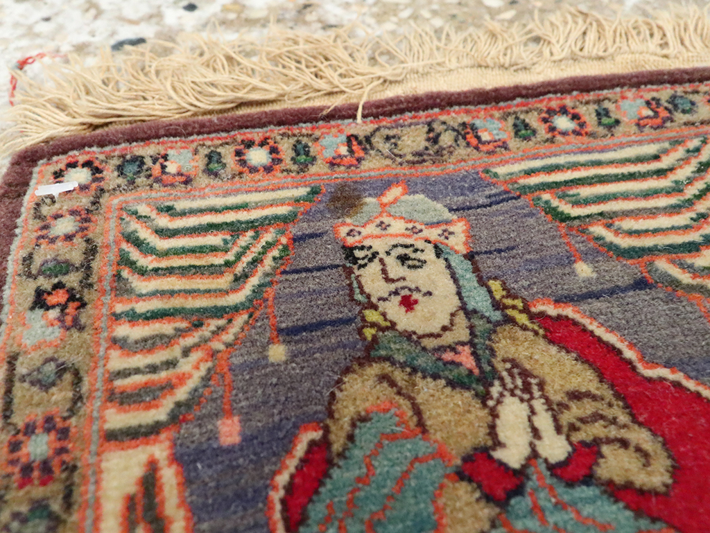 Vintage Persian Tabriz Pictorial Rug, No.25478 - Staging