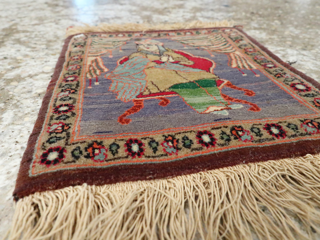 Vintage Persian Tabriz Pictorial Rug, No.25478 - Staging
