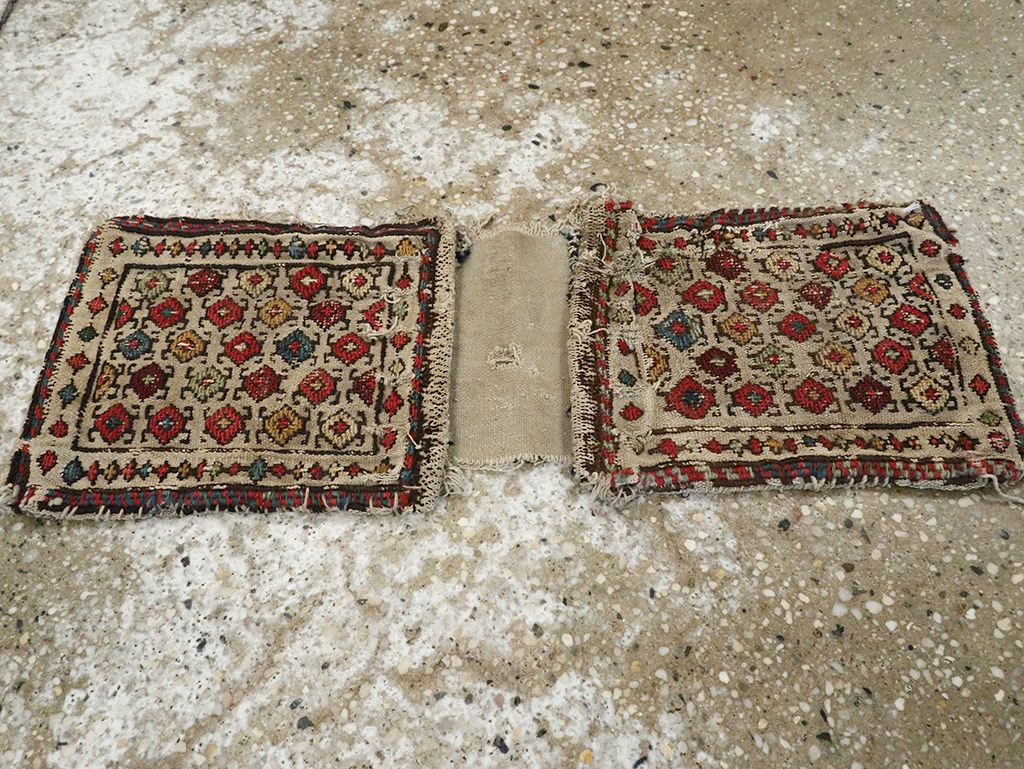 Antique Central Asian Soumak Saddlebag, No.25480 - Staging