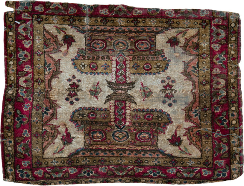 Antique Persian Kashan Silk Rug, No.25482 - Staging