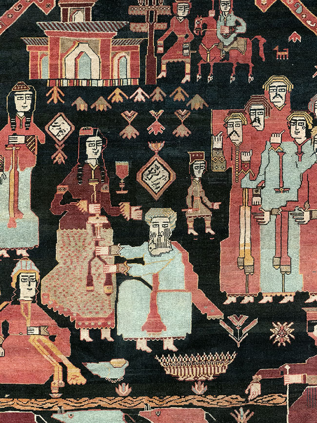 Antique Persian Malayer Pictorial Rug, No.25496 - Staging