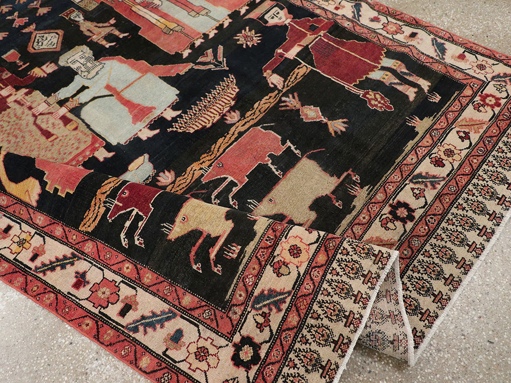 Antique Persian Malayer Pictorial Rug, No.25496 - Staging