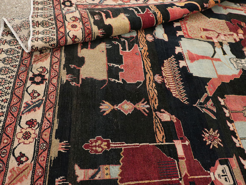 Antique Persian Malayer Pictorial Rug, No.25496 - Staging