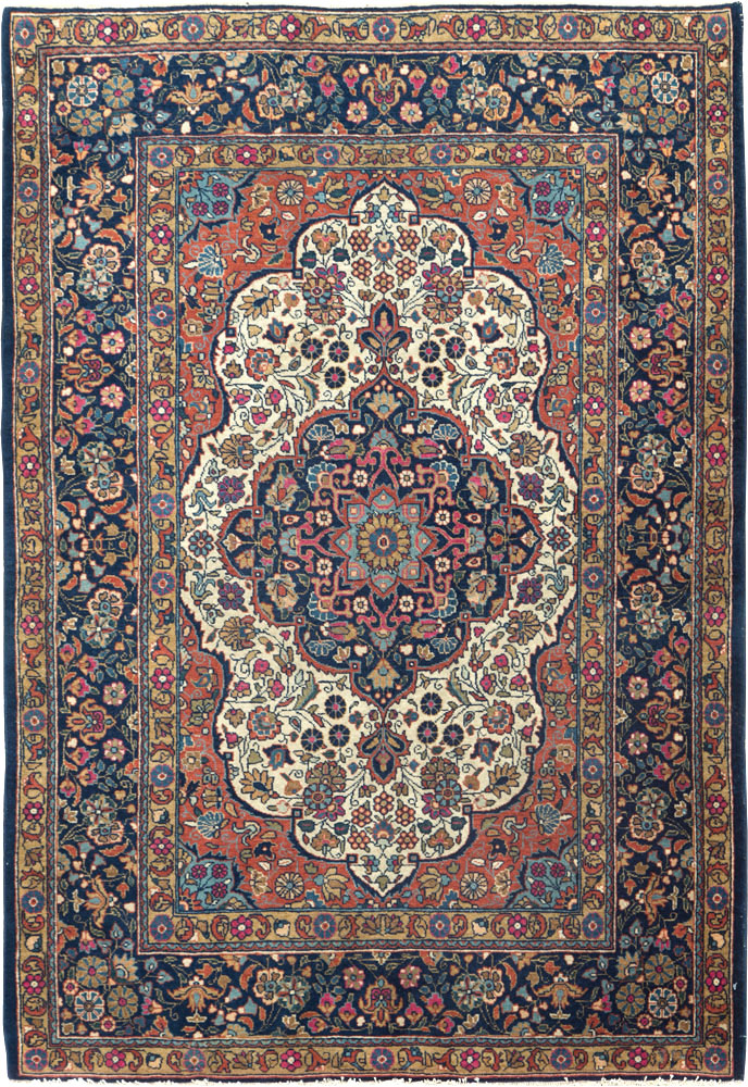 Antique Persian Kashan Rug, No.25501 - Staging