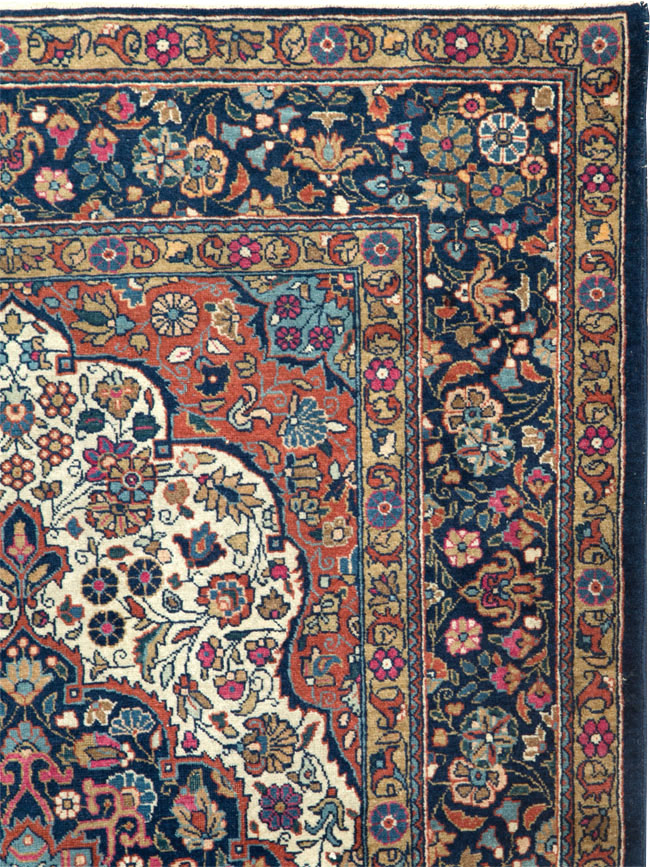 Antique Persian Kashan Rug, No.25501 - Staging